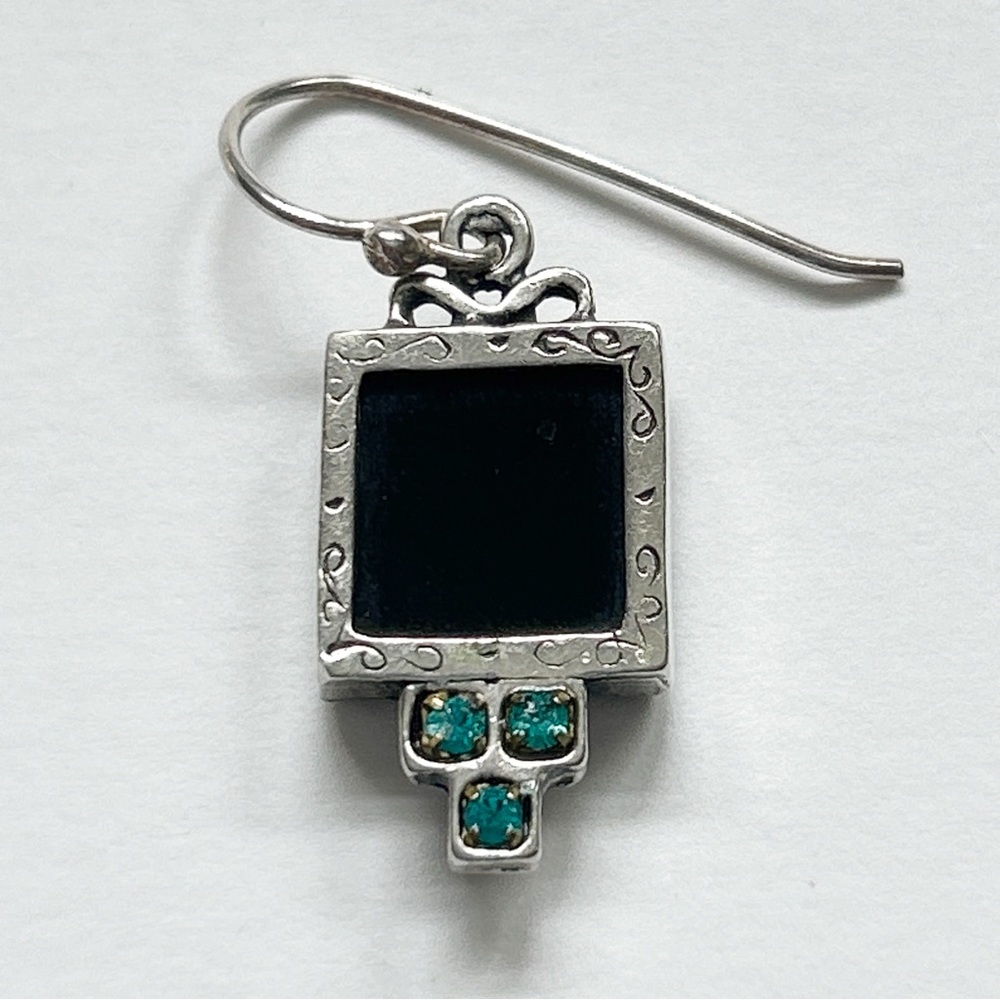 Onyx Apatite Sterling Silver Earrings - Picture 6 of 11